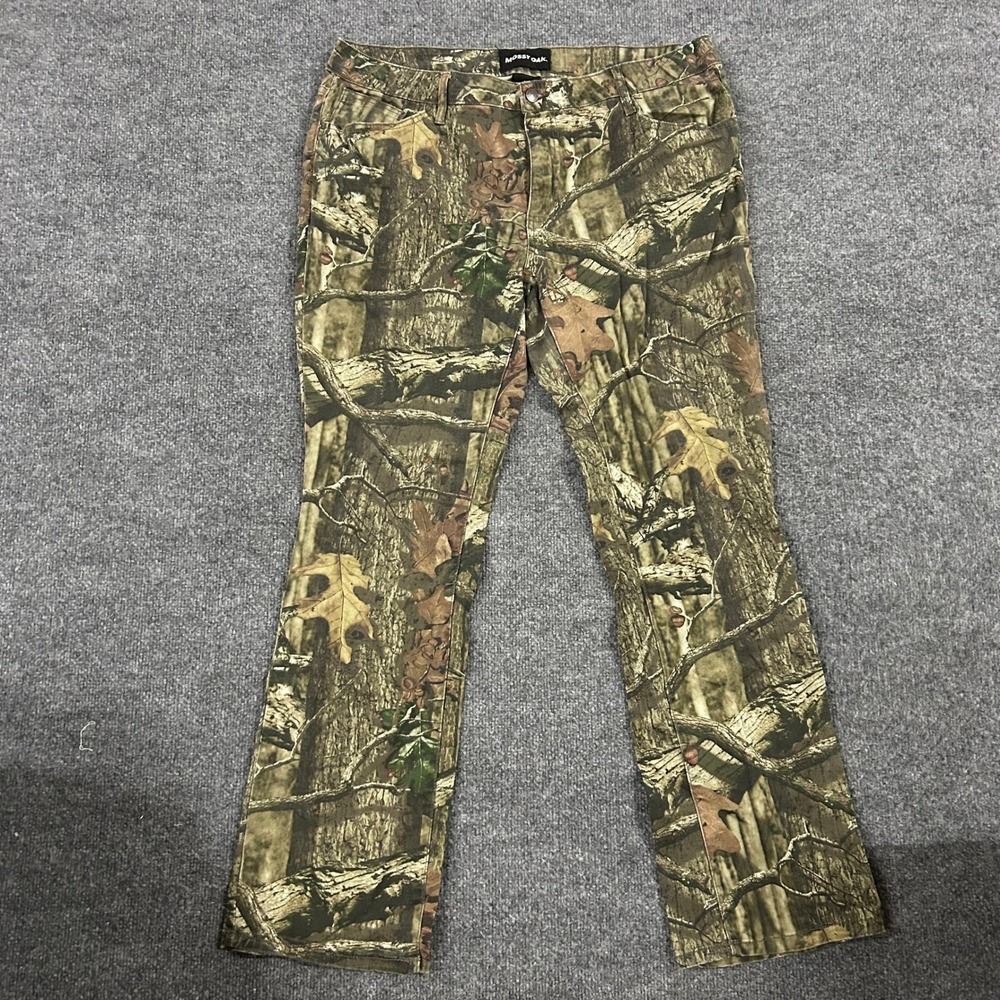 Mossy Oak Pants Womens Size 16 Brown Camo Stretch Straight Leg Hunting Casual